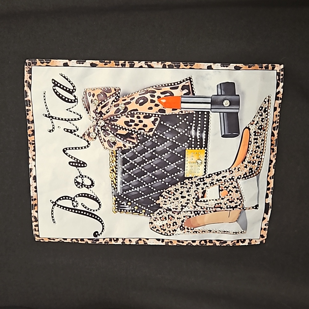 BONITA black mesh short sleeve top rhinestones 1X see measurement Style Graphics - Picture 2 of 10